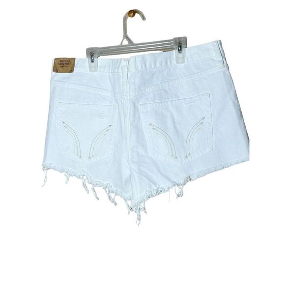 Hollister High Rise Distressed Raw Frayed Hem White Short Short Size 32 NWT - Picture 5 of 11